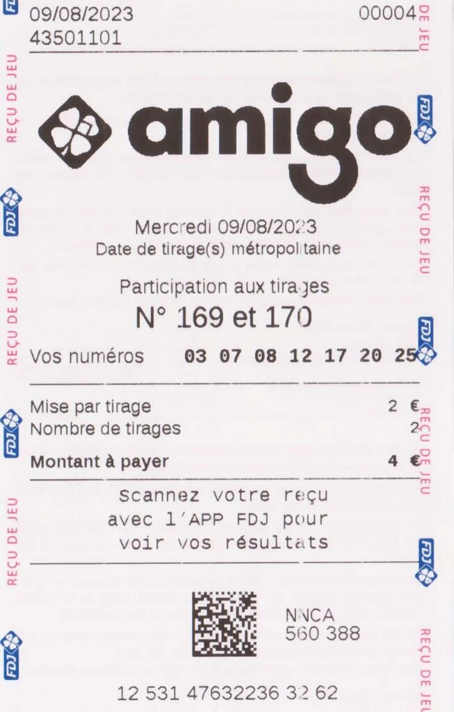 validation de sa participation a la loterie Amigo